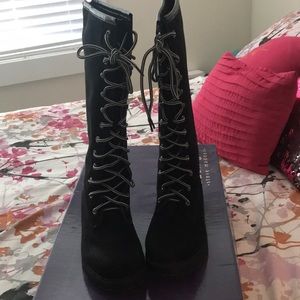 Madden girl black tall lace up size 7.5